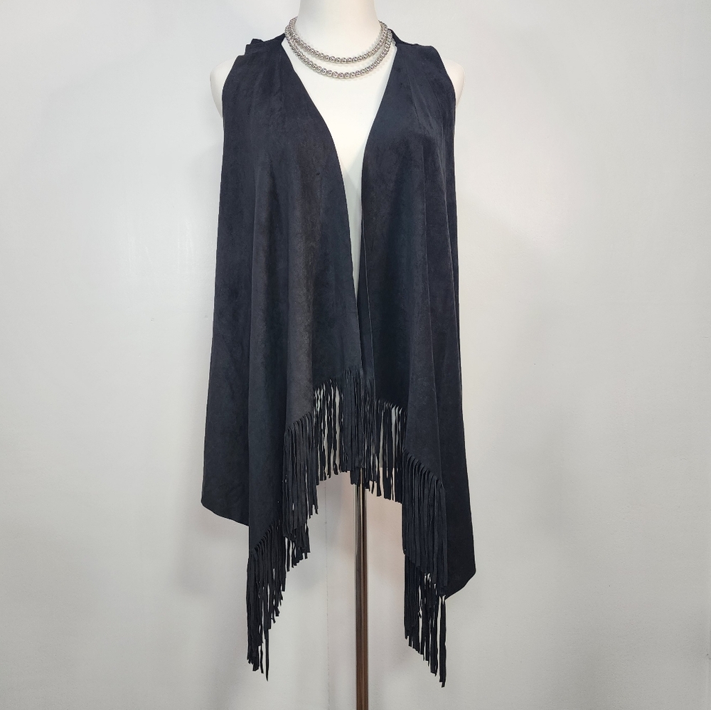 Fringe Black Western Vest Size L